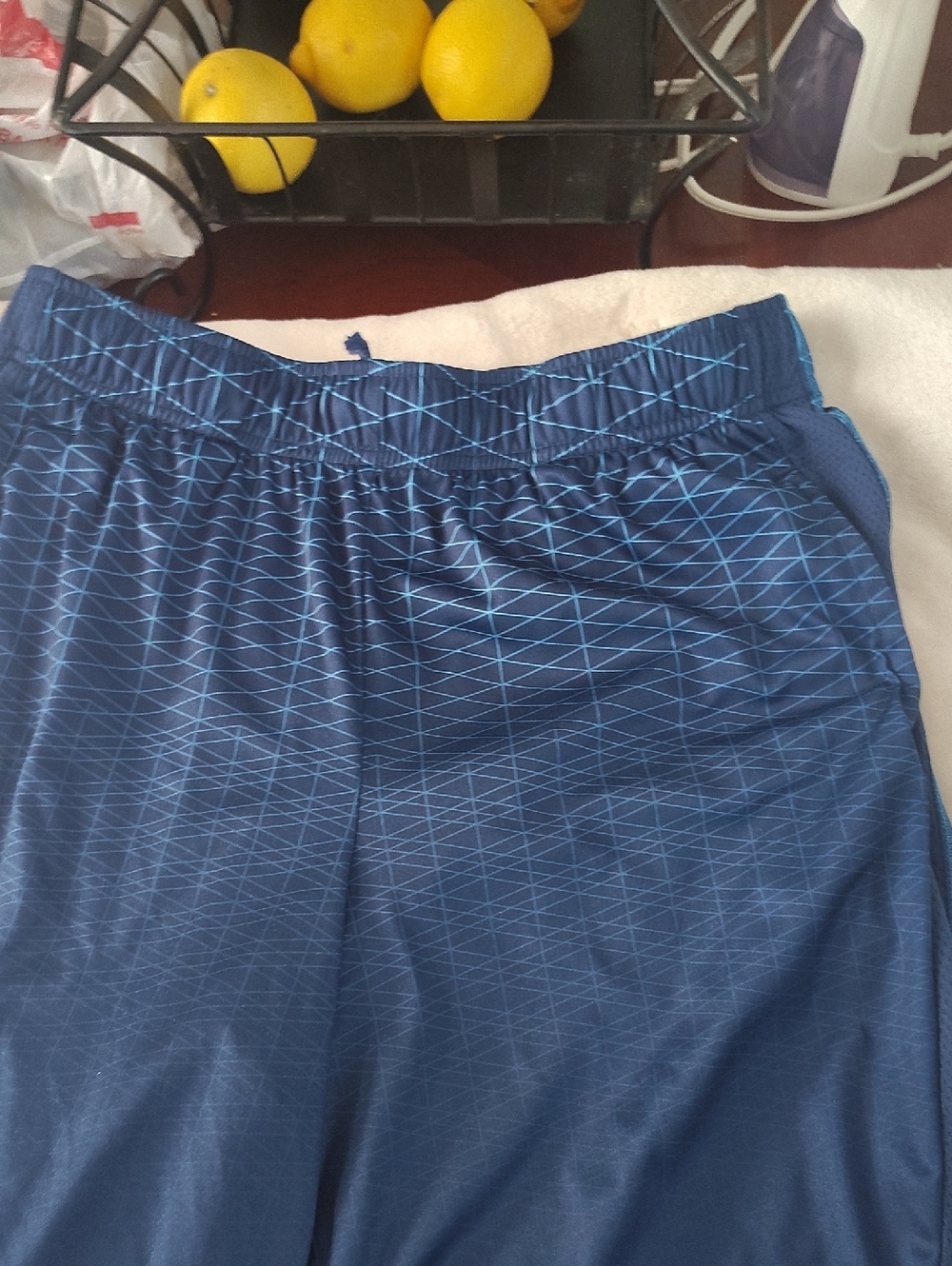 tek gear‎ Blue Athletic Shorts with Light Blue Grid Accent 1321